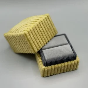 Corduroy Square Ring Box in Citrine