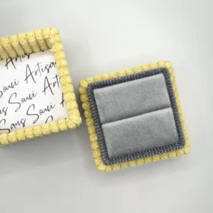 Alternative view of Corduroy Square Ring Box in Citrine