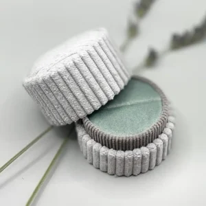 Corduroy Round Ring Box - Moonstone