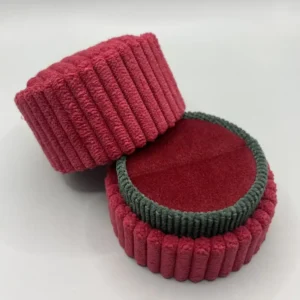 Corduroy Round Ring Box - Ruby