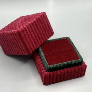 Corduroy Square Ring Box in Ruby