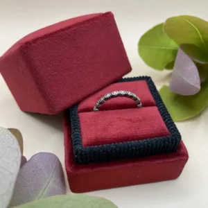 Jewel Velvet Square Ring Box in Ruby