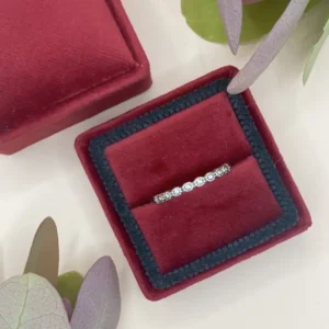 Alternative view of Jewel Velvet Square Ring Box in Ruby