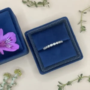 Jewel Velvet Square Ring Box in Sapphire