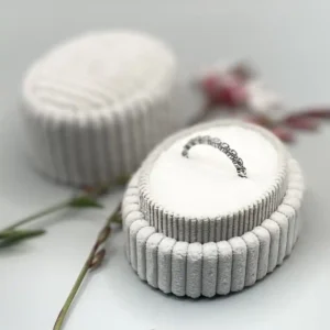 Ceremony Corduroy Single Slot Oval Ring Box