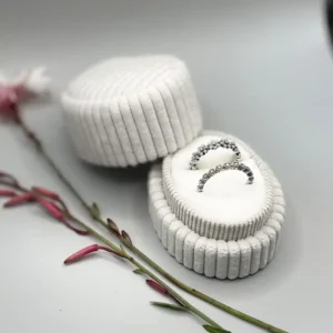 Ceremony Corduroy Double Slot Oval Ring Box